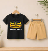 Bumblebee Black shirt with Skin Short set For kids