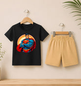 Superman Black shirt with Skin Short set For kids