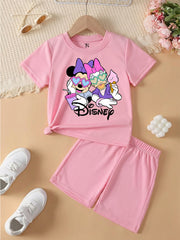 Disney Mickey Pink shirt with Pink Short Set For Kids