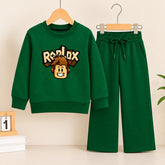 Roblox Green Sweatshirt With green Trouser Set For Kids