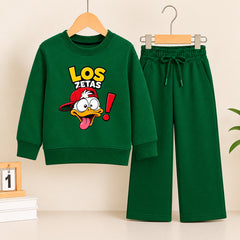 Los Zetas Green Sweatshirt With green Trouser Set For Kids