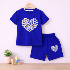 Heart Royal Blue shirt with Royal Blue Short set For kids