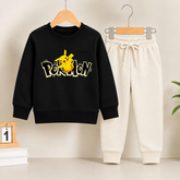 Pokémon Black Sweatshirt With off white Trouser Set For Kids