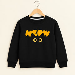 Meow Black Sweatshirt For Kids