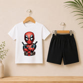 Deadpool white shirt with black Short set For kids