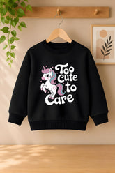 To Cute to Care Black Sweatshirt For Kids