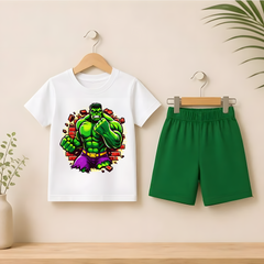 Hulk White shirt with Green Short set For kids