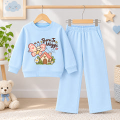 Born to Wiggle light Blue Sweatshirt With Blue Trouser Set For Kids