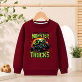 Monster Trucks Burgundy Sweatshirt For Kids