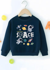 Space Navy Blue Sweatshirt For Kids