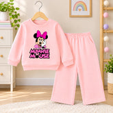 Minnie Mouse light Pink Sweatshirt With Pink Trouser Set For Kids