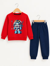 Robert Red Sweatshirt With Navy Blue Trouser Set For Kids