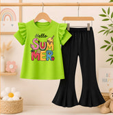 SUMMER Parrot T-Shirt With Black Flyper Trouser set For kids
