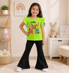 SUMMER Parrot T-Shirt With Black Flyper Trouser set For kids