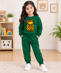 Duck with Me Green Sweatshirt With green Trouser Set For Kids