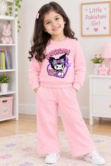 Kuromi light Pink Sweatshirt With Pink Trouser Set For Kids