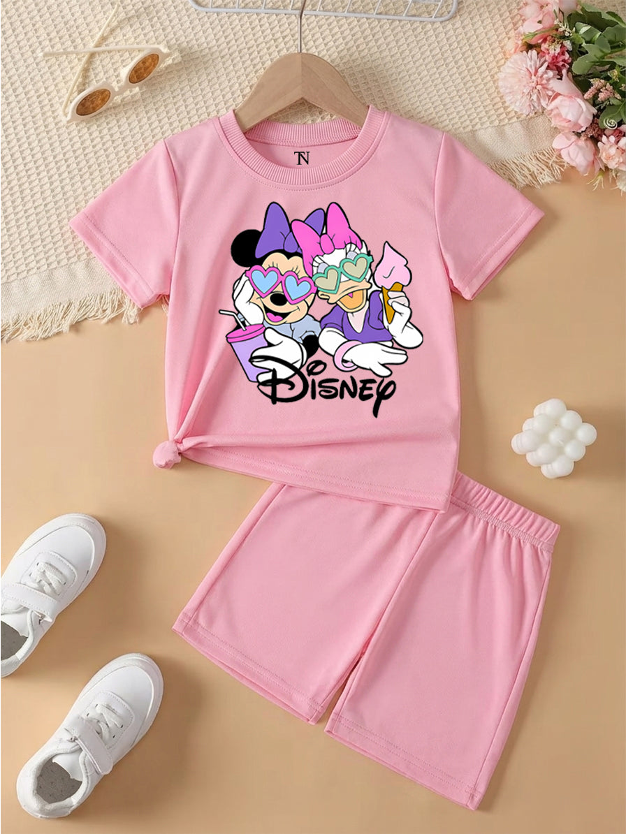 Disney Mickey Pink shirt with Pink Short Set For Kids