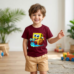 Spongebob Maroon shirt with skin Short set For kids