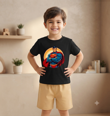 Superman Black shirt with Skin Short set For kids