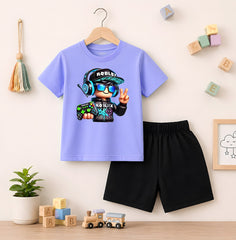 Roblox Sky Blue shirt with Black Short Set For Kids