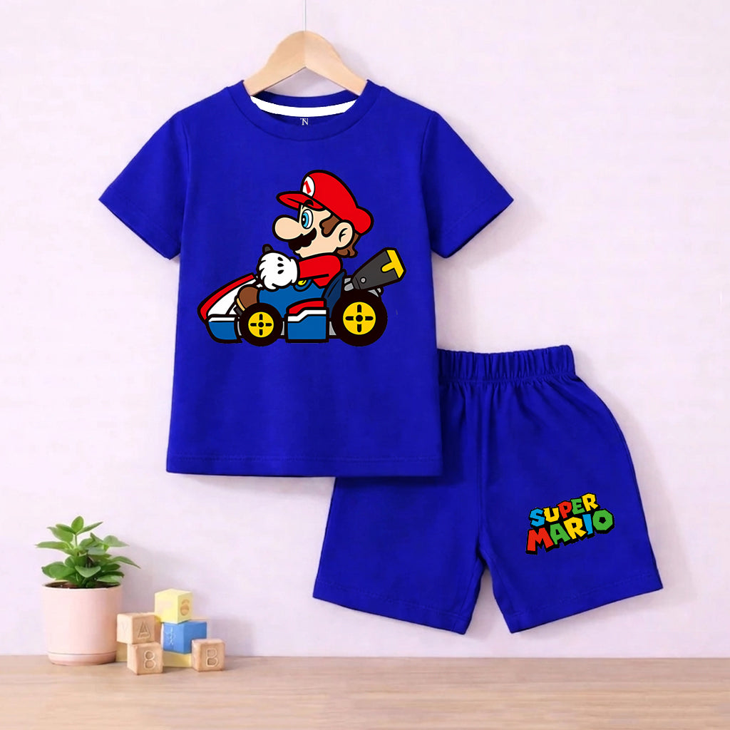 Super Mario Royal Blue shirt with Royal Blue Short set For kids