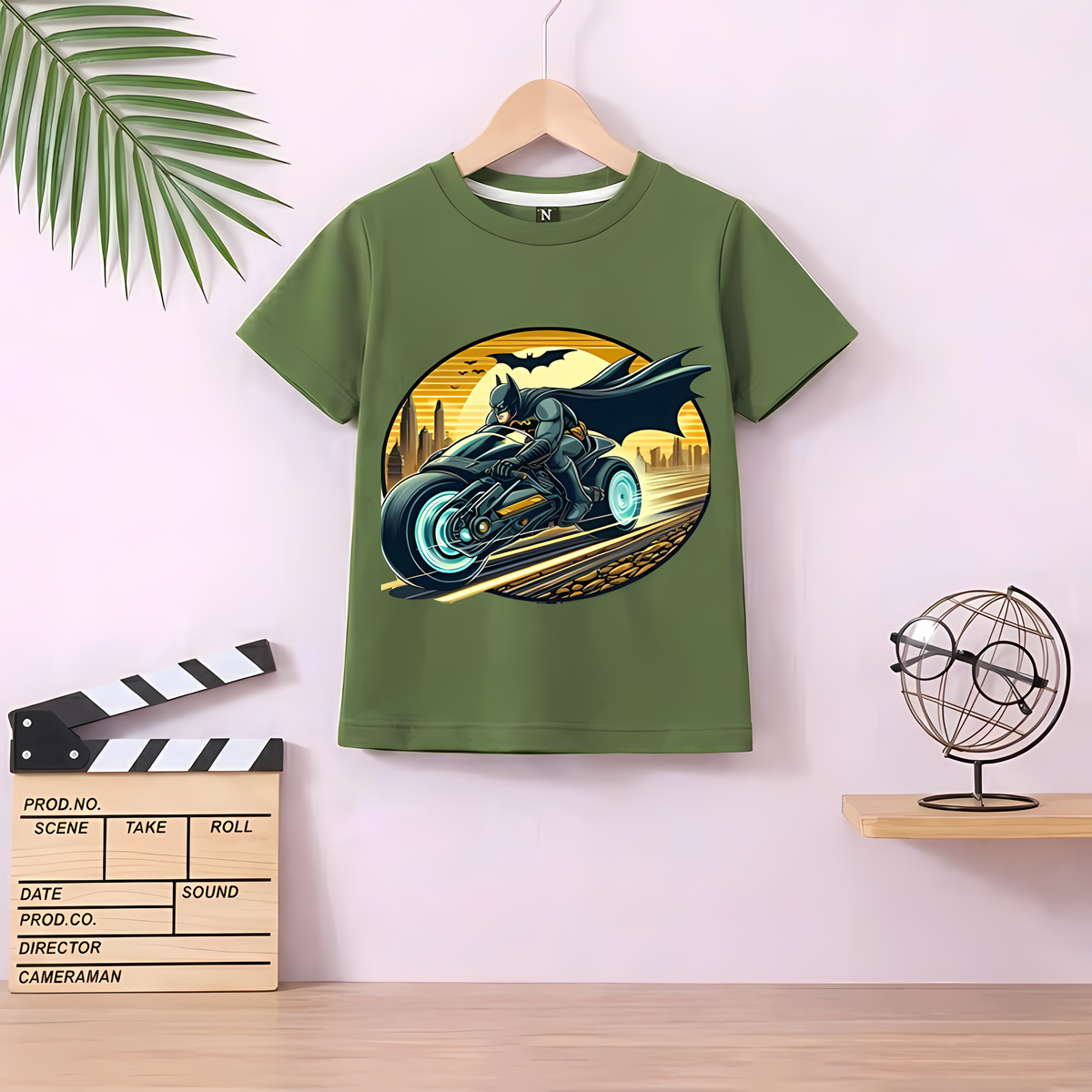 Batman Bike Olive Green Shirt