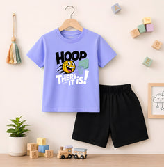Hoop There Sky Blue shirt with Black Short Set For Kids