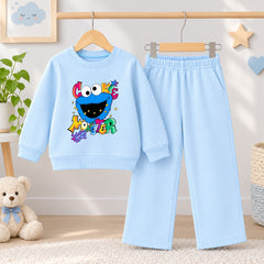 Cookie Monster light Blue Sweatshirt With Blue Trouser Set For Kids