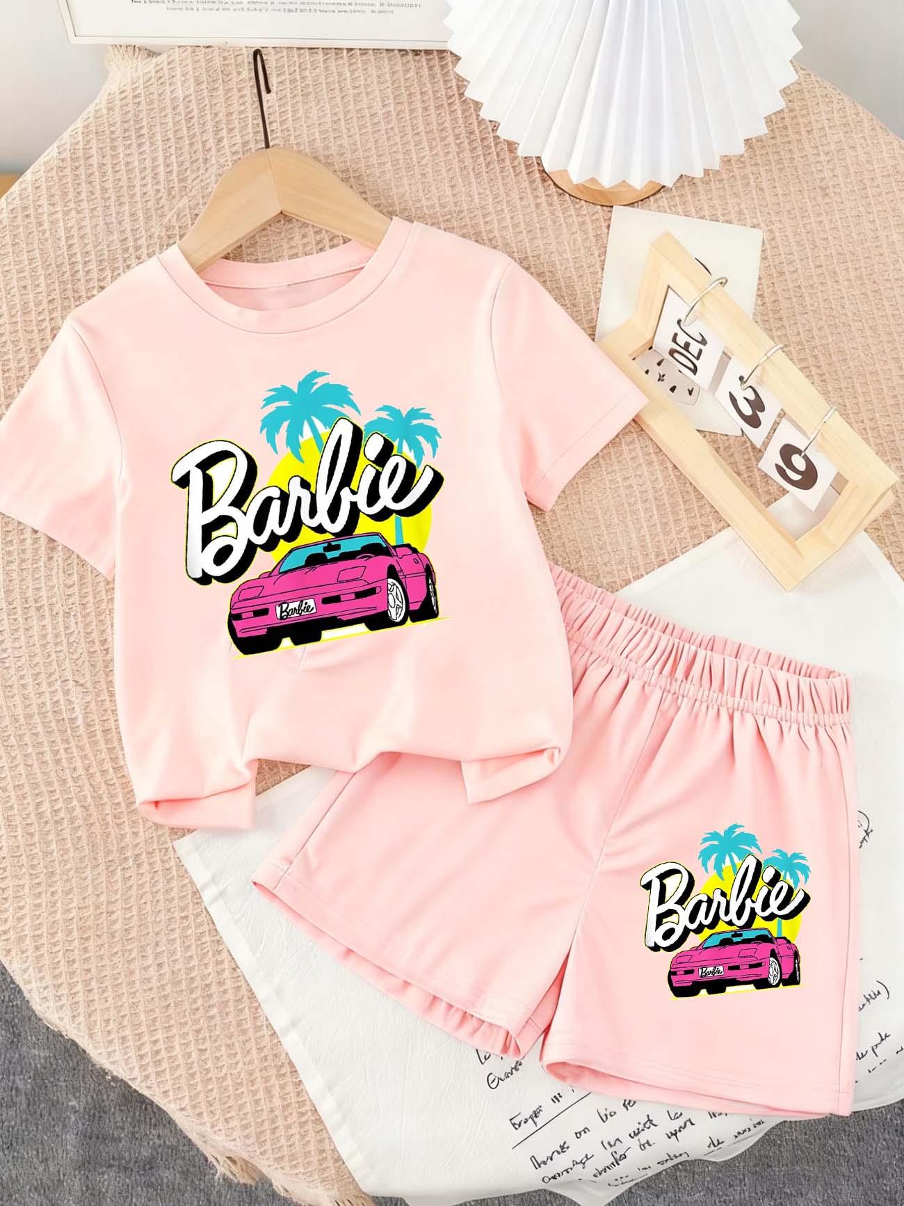 Barbie Car Light Pink Set For Girls'