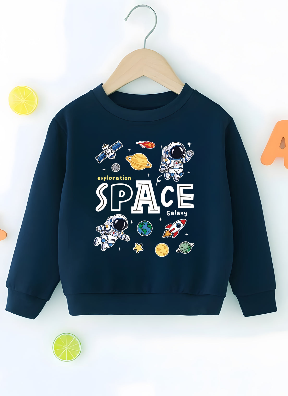 Space Navy Blue Sweatshirt For Kids