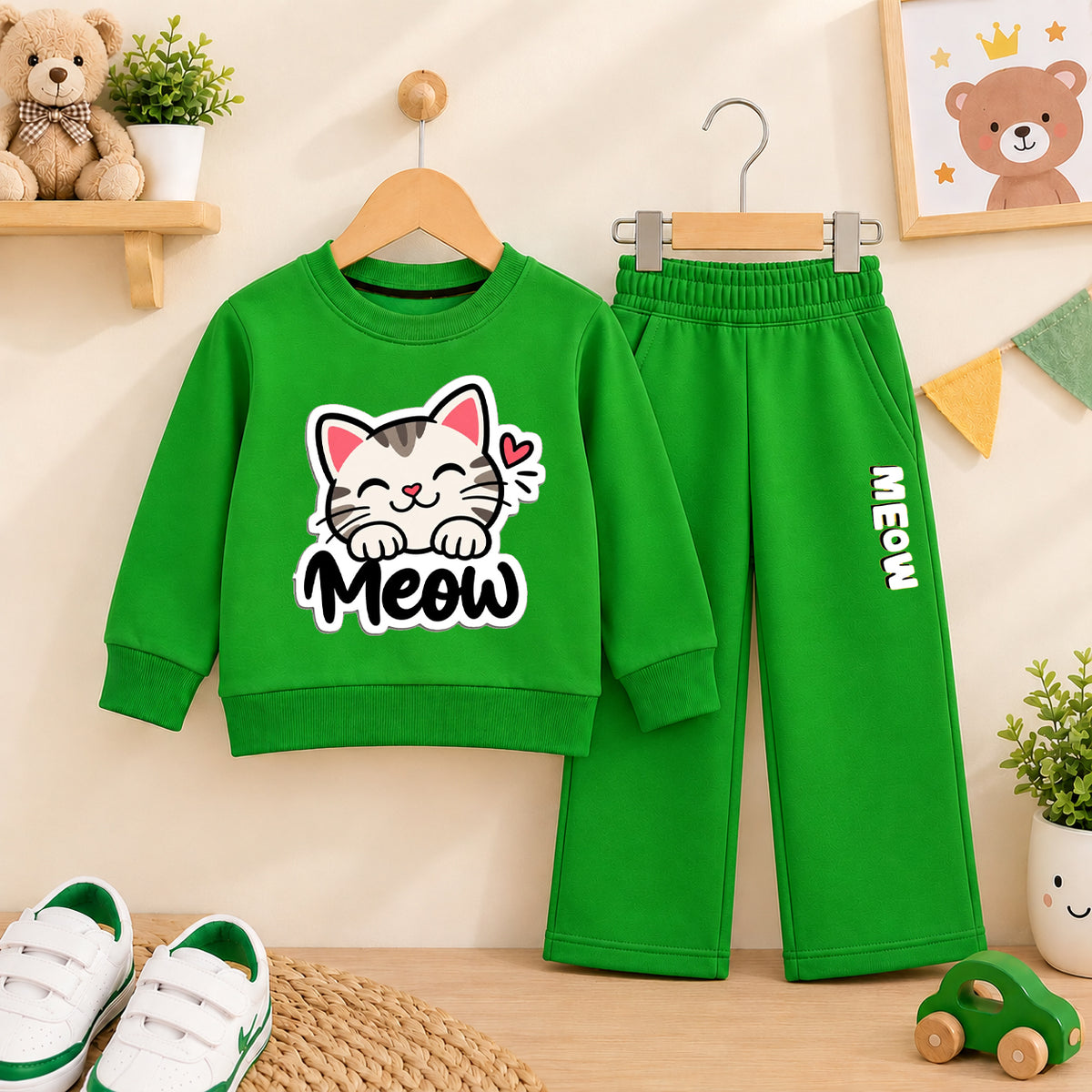 Meow Parrot Sweatshirt  with parrot trouser For Kids