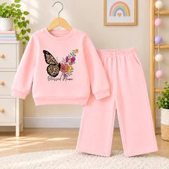 Blessed Mama Pink Sweatshirt With Pink Trouser Set For Kids
