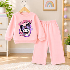 Kuromi light Pink Sweatshirt With Pink Trouser Set For Kids