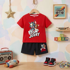 Tom and Jerry Red shirt with Black Short Set For Kids