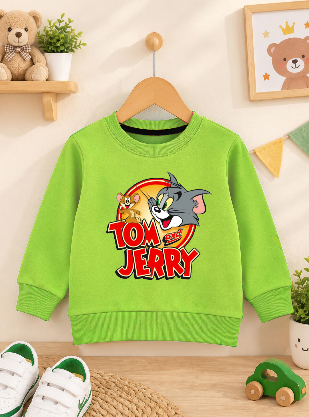 Tom and Jerry Lime Green Sweatshirt For Kids
