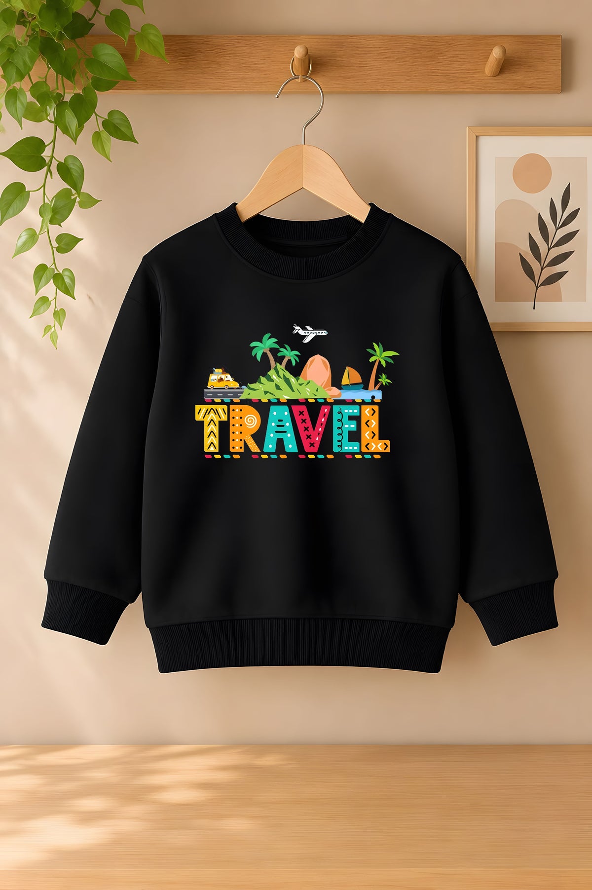 Travel Black Sweatshirt For Kids